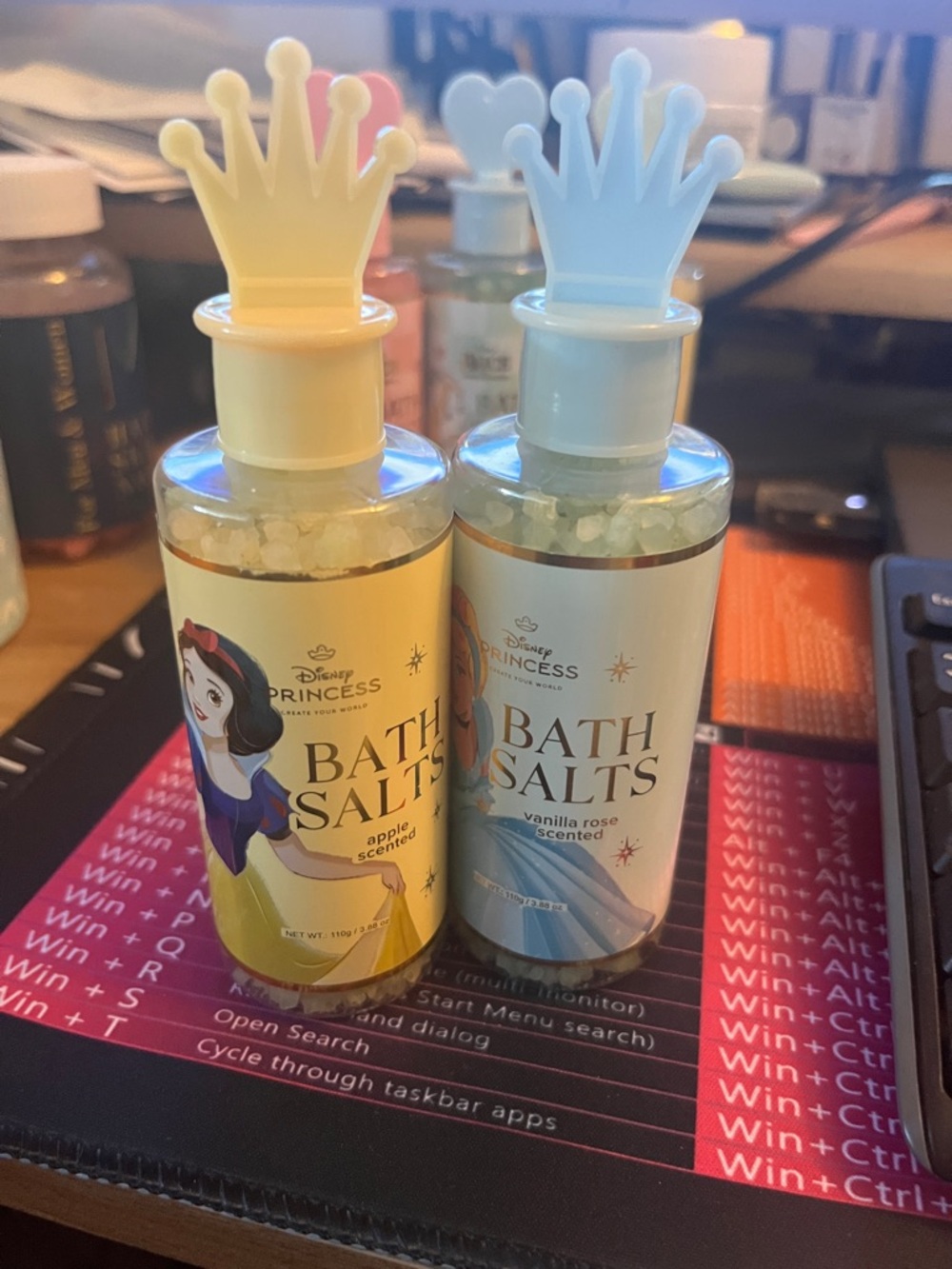 Disney Princess Bath Salts in Yellow & Blue with Crown Caps